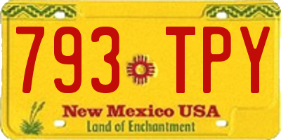 NM license plate 793TPY