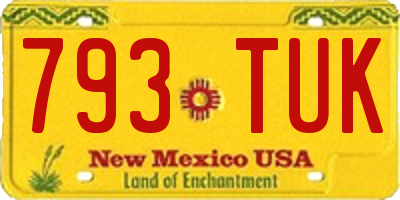 NM license plate 793TUK