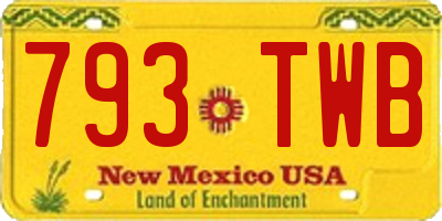 NM license plate 793TWB