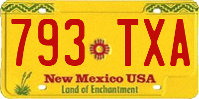 NM license plate 793TXA