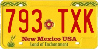 NM license plate 793TXK