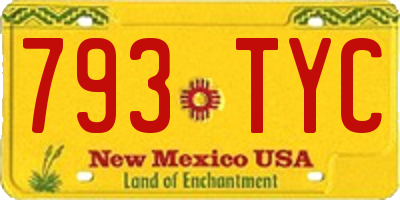NM license plate 793TYC