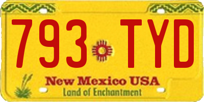 NM license plate 793TYD