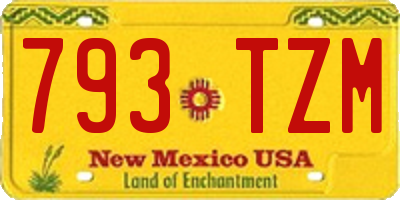 NM license plate 793TZM