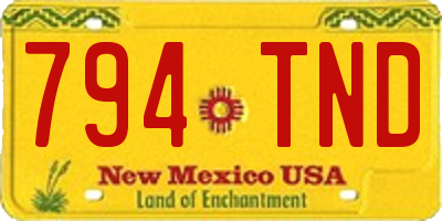 NM license plate 794TND