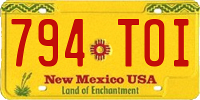 NM license plate 794TOI