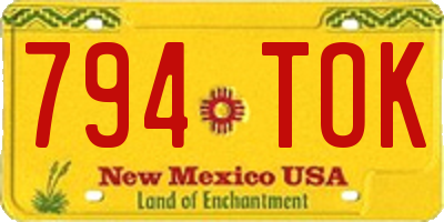 NM license plate 794TOK