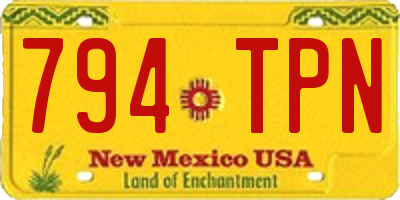 NM license plate 794TPN