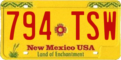 NM license plate 794TSW