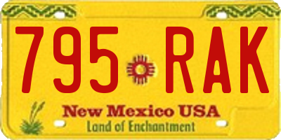 NM license plate 795RAK