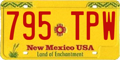 NM license plate 795TPW
