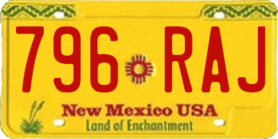 NM license plate 796RAJ