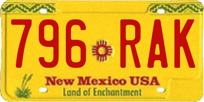 NM license plate 796RAK