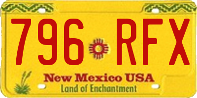 NM license plate 796RFX
