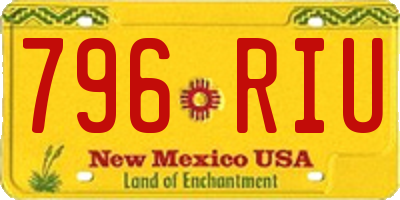 NM license plate 796RIU