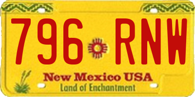 NM license plate 796RNW
