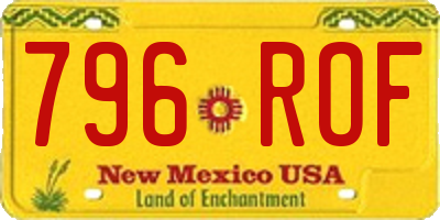 NM license plate 796ROF