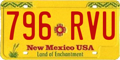 NM license plate 796RVU