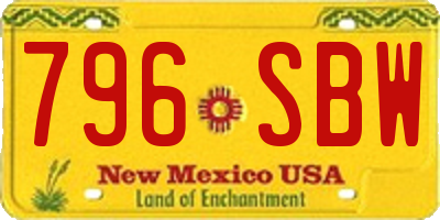 NM license plate 796SBW