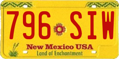 NM license plate 796SIW
