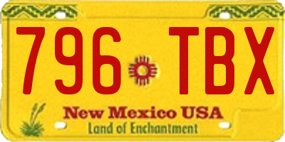 NM license plate 796TBX
