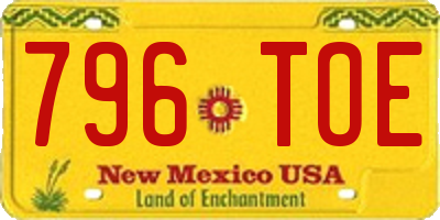 NM license plate 796TOE