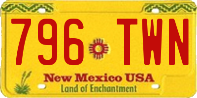 NM license plate 796TWN