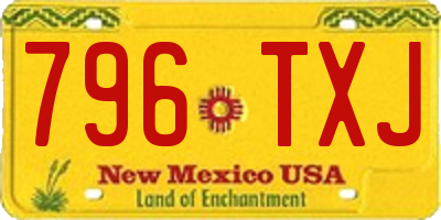 NM license plate 796TXJ