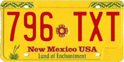 NM license plate 796TXT