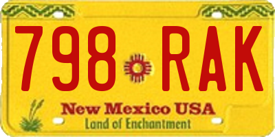 NM license plate 798RAK