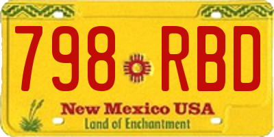 NM license plate 798RBD