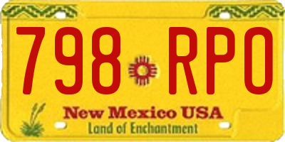 NM license plate 798RPO