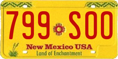 NM license plate 799SOO