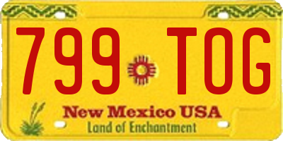 NM license plate 799TOG
