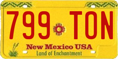 NM license plate 799TON