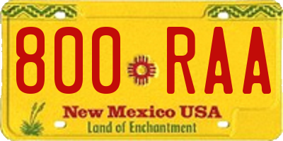 NM license plate 800RAA