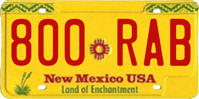 NM license plate 800RAB