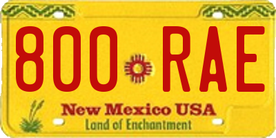 NM license plate 800RAE