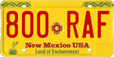 NM license plate 800RAF