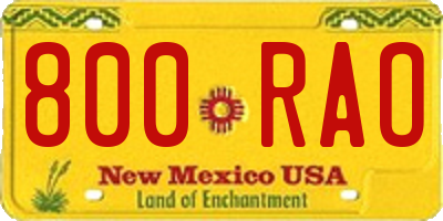 NM license plate 800RAO