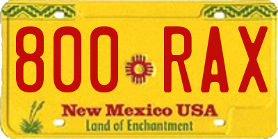 NM license plate 800RAX