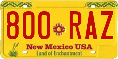 NM license plate 800RAZ