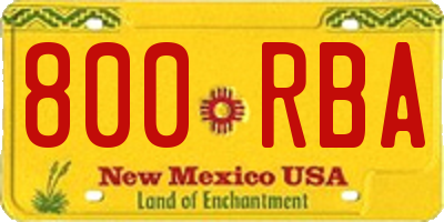 NM license plate 800RBA