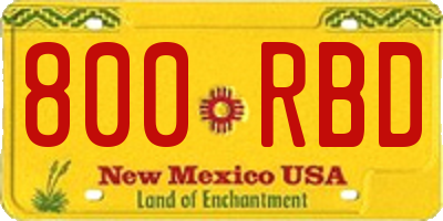 NM license plate 800RBD