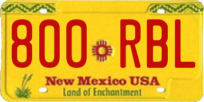 NM license plate 800RBL