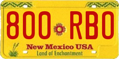 NM license plate 800RBO