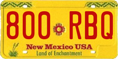 NM license plate 800RBQ