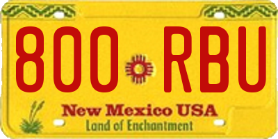 NM license plate 800RBU