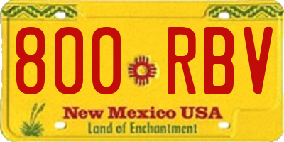 NM license plate 800RBV