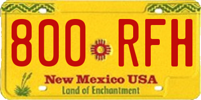 NM license plate 800RFH